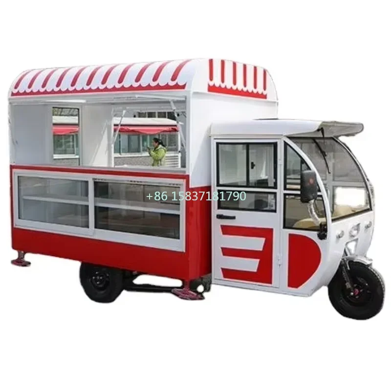 Small Business Mobile Dining Car Three-wheeled Electric Food Snack Barbecue Selling Truck Customized Mobile Dining Carts Price