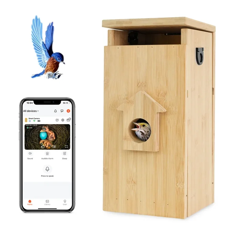 Bird Nest Solar Powered Bird Nesting Hatching in Real Time  Smart Bird House with Camera