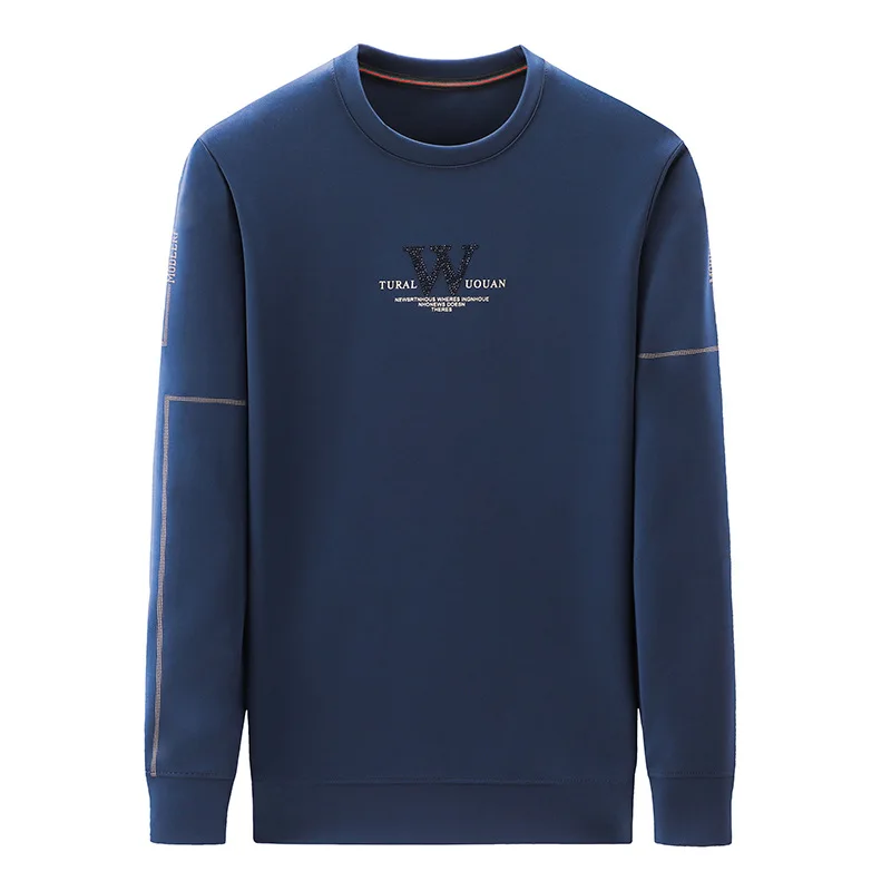 Sweater Spring and Autumn Men's Korean-Style Fashion round Neck T-shirt Pure Color All-Matching Long Sleeve Casual Heavy Men