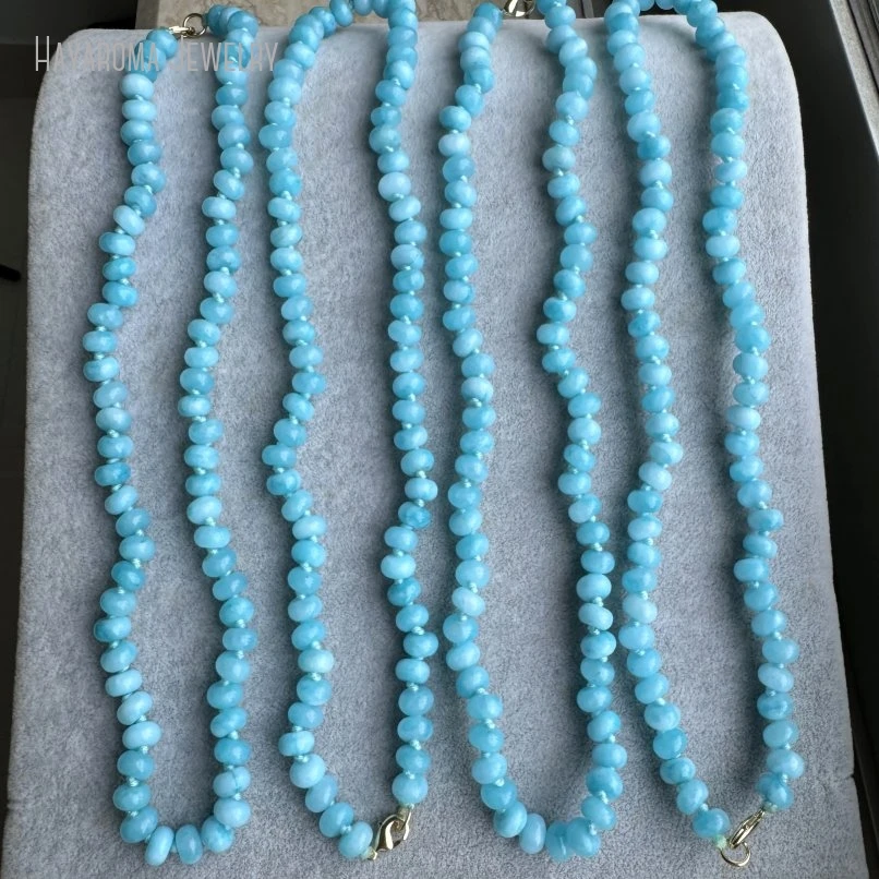 

10Pcs Fashion Jewelry Handmade Amazonite Blue Bead Gemstone Natural Stone Bohemian Boho Bead Choker Necklace