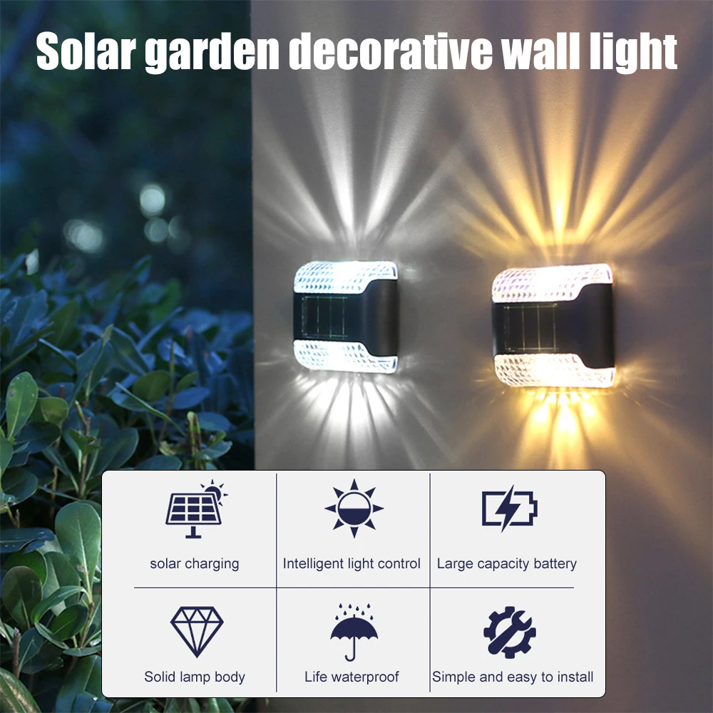 Outdoor Solar Wall Lamp Up and Down Glowing Outdoor Garden Lights Landscape Wall Lamp Solar Step Deck Light Lamp for Corridor