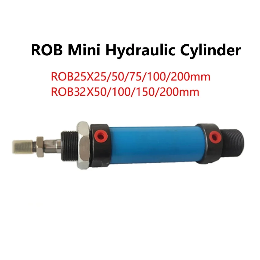 ROB25 ROB32 Mini Oil Cylinder Bore 20/32mm Stroke 25-200mm Hydraulic Pressure Cylinder Hydraulic Cylinder Round Hydrocylinder