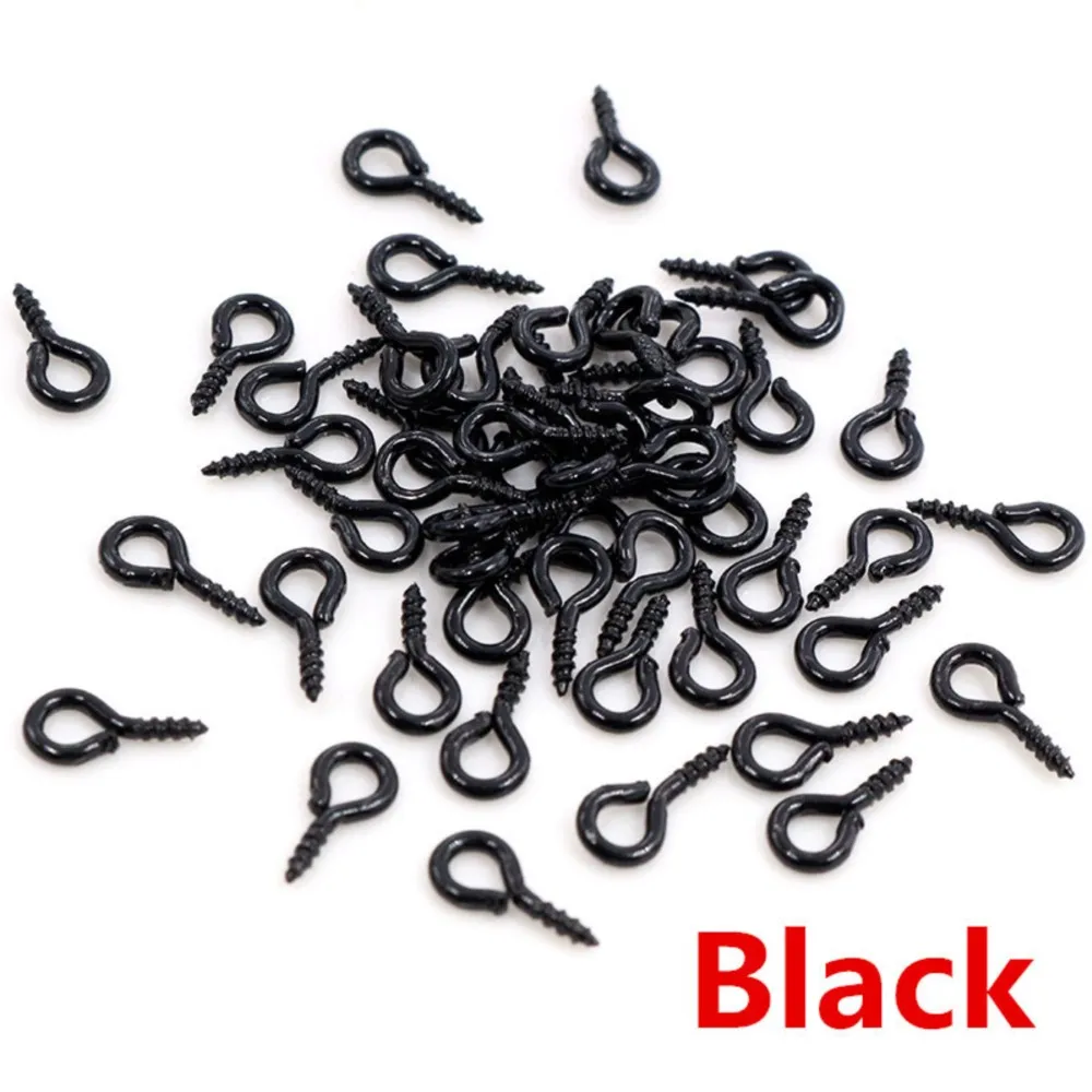 200Pcs Black Metal Mini Screw Sheep Eye Pins Hooks DIY Jewelry Making Self-tapping Hook Screws Indoor Outdoor Hanging Artwork image 2