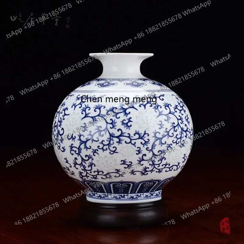 A74Vase blue and white exquisite pomegranate vase Jingdezhen ceramic small vase blue and white porcelain factory direct sales