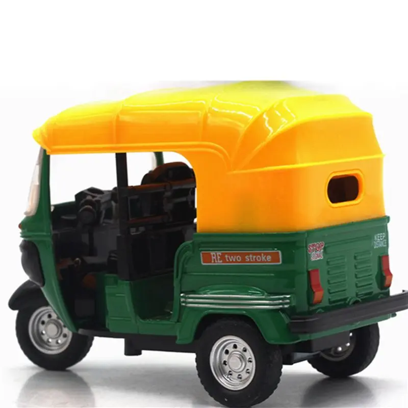 WOTT-3X High Simulation Indian Tricycle Cars Toy India Pull Back Light Sound Motorcycle Toys Car,Green