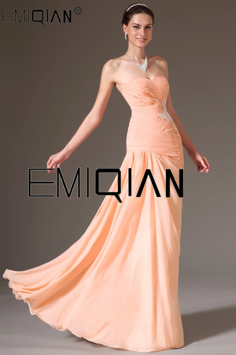 Strapless Pleated Chiffon Evening Gowns with White Lace Appliques Backless Mermaid Evening Dress