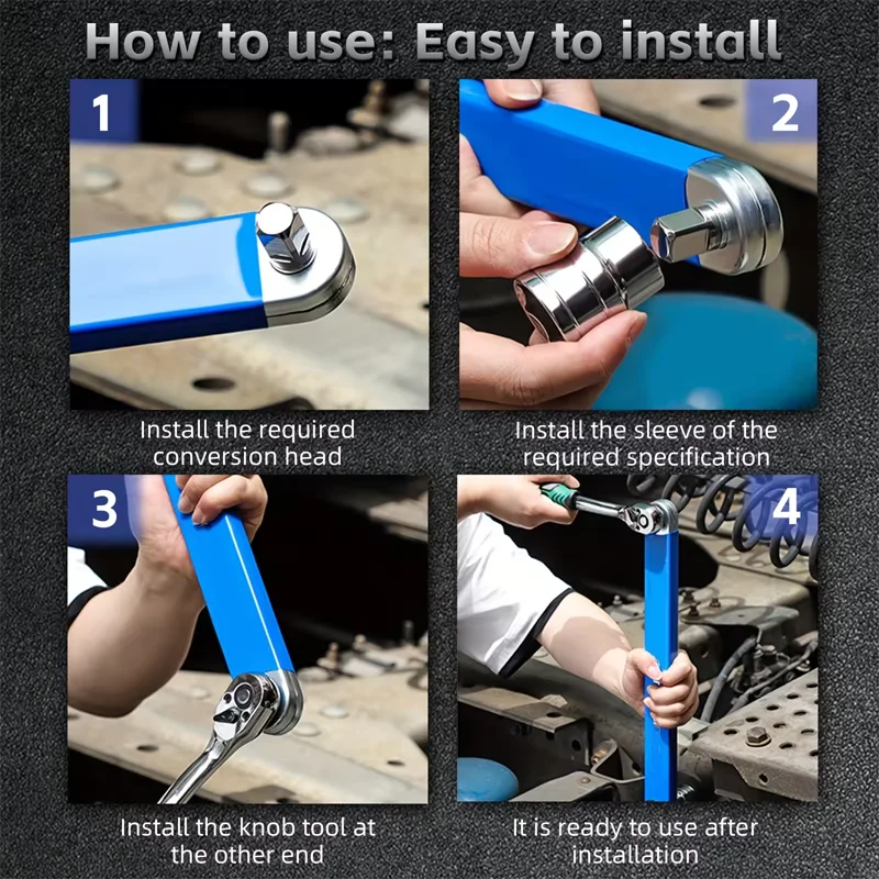 Professional Zero Offset Extension Wrench Motorcycle Repair Tool Tight Space Extension Tool 1/2 in. 1/4 in. 3/8 in.Home Tool Set