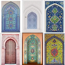 Self-adhesive Muslim Arabic Door Sticker Allahu Islamic Wallpaper Living Room Decor 3D Decal Wall Stickers