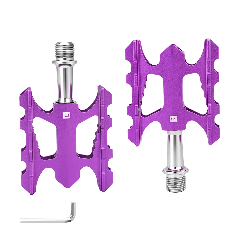 Folding Bike Pedals Aluminum 223g Per Pair Sealed Bearings Dual-Sided Anti-Slip For surface Chromoly Steel Axle