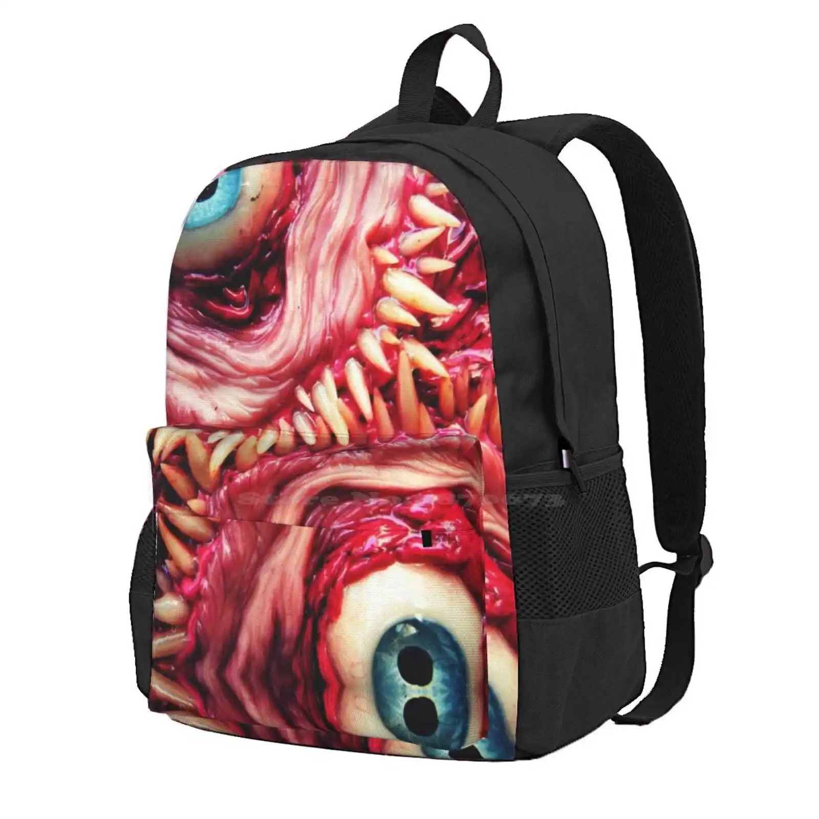 Tooth Beast Hot Sale Schoolbag Backpack Fashion Bags Dogzillalives Sculpture Eyes Eyeballs Teeth Horror Pink Blue Weird Flesh