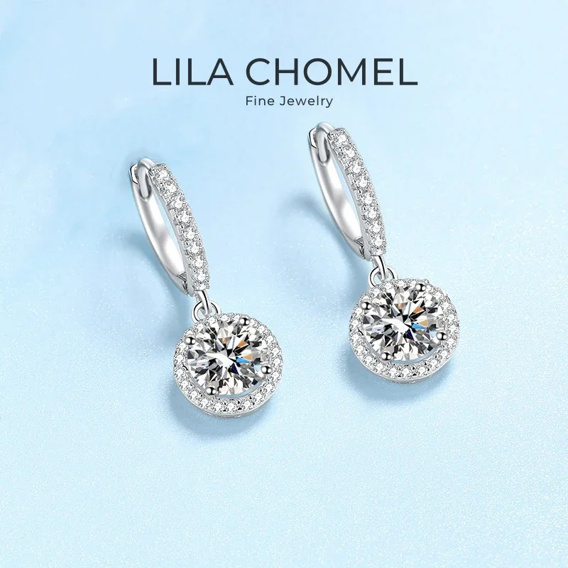 

Женские свадебные серьги-капли из белого золота 18 карат на День святого Валентина, 1 карат, муассанит, бриллиант для влюбленных PT950, платиновая жена, подарок на день рождения