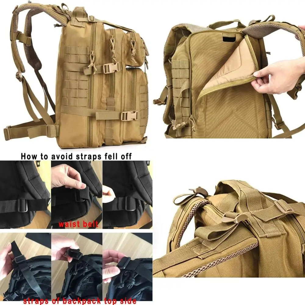 

Компактный тактический рюкзак военного класса с системой MOLLE для активного отдыха, коричневый