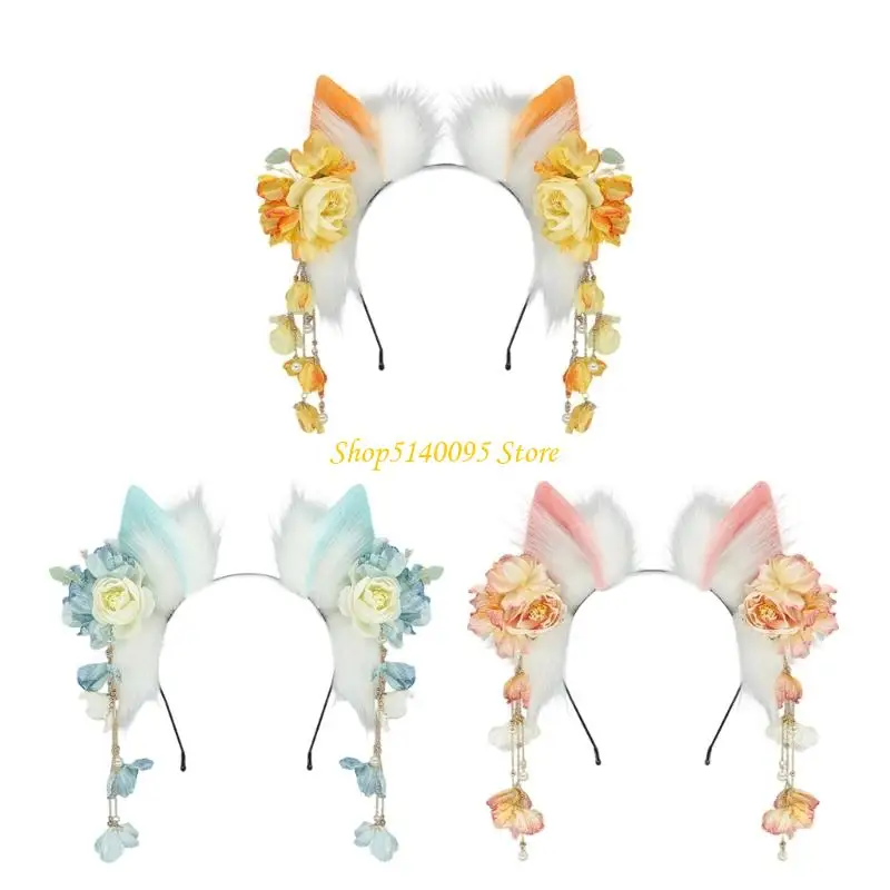 DXAE Peludo Cosplays Orelhas Gato Tiaras Para Entusiastas Anime Tradicional Chinês Traje Combinando Acessório