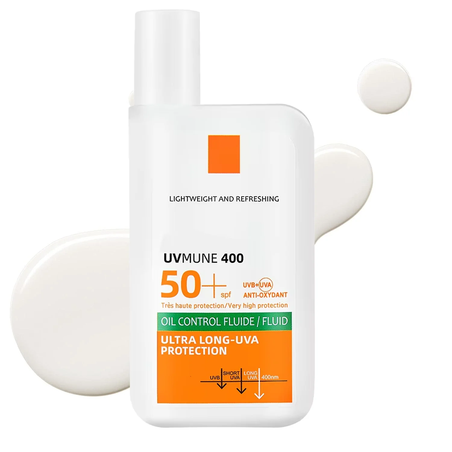 Loción de protección solar Original SPF50 +, crema hidratante duradera, refrescante, ligera y no graso para evitar quemaduras solares faciales y corporales