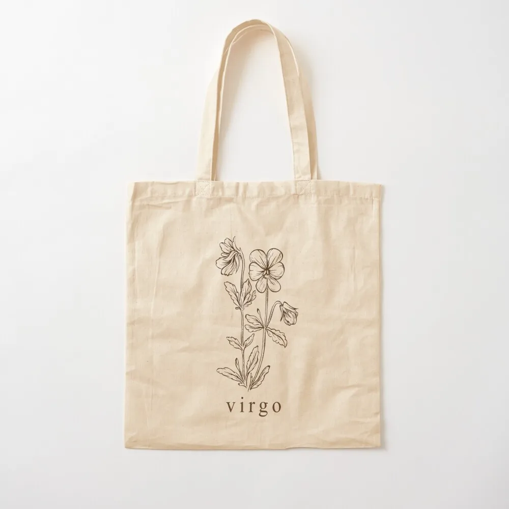 Virgo Botanical Zodiac Tote Bag large size bags tote bags aesthetic women bag Canvas Tote Bag