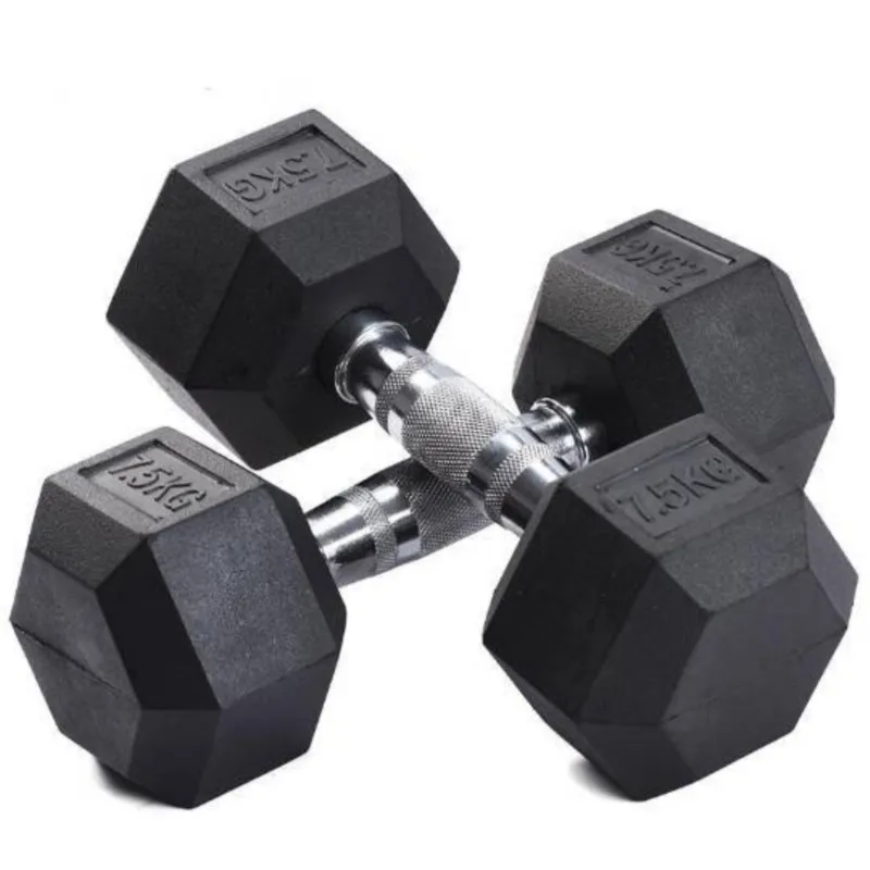 Hex Rubber Coated Dumbbell Set for Home Commercial Gym Non-Slip Grip Durable Fixed Weight Exercise Fitness Equipment