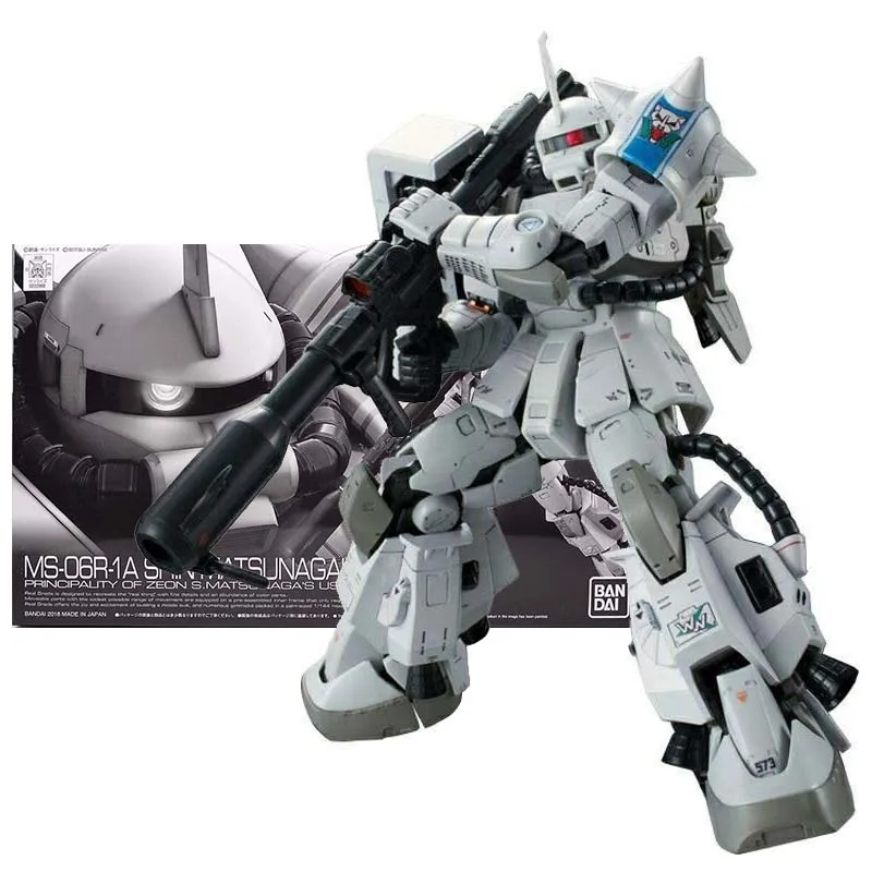 

Bandai Figure Gundam Model Kits Anime Figures RG MS-06R-1A Shin Matsunaga's Zaku 2 Mobile Suit Gunpla Action Figure Toys For Boy