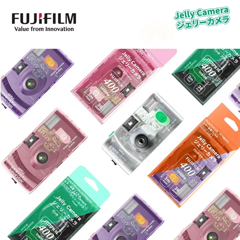 Fujifilm جيلي فيلم كاميرا شفافة C400 135 فيلم كاميرا التقاط 36 صورة وامض كاميرا يمكن التخلص منها هدايا عيد الميلاد