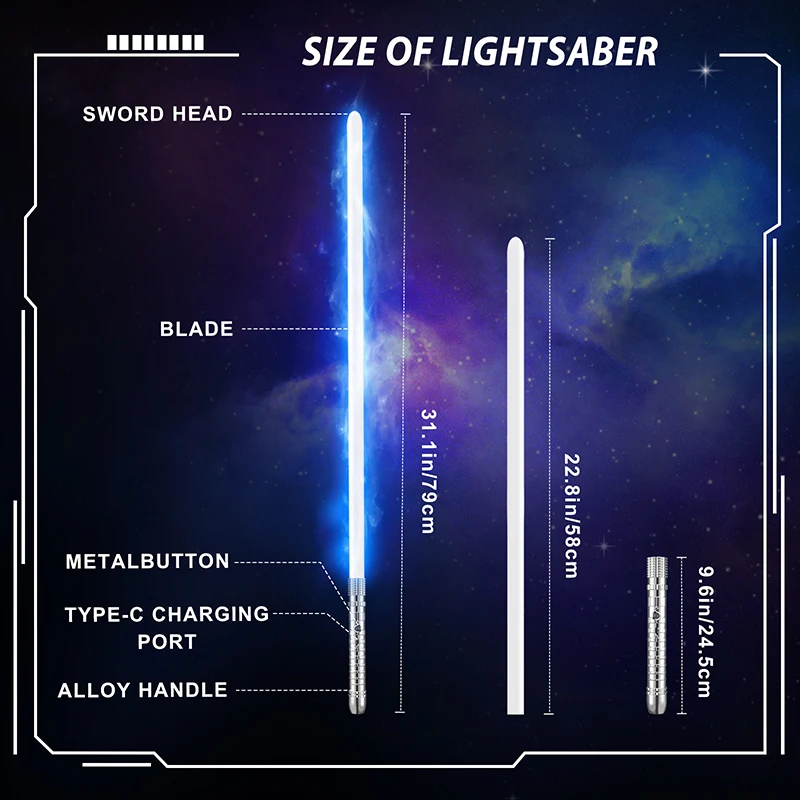 Metalen Handvat Lightsaber Rgb 15 Kleuren Veranderen Laser Zwaard Zware Dueling Geluid Twee In Een Light Saber Cosplay Rekwisieten