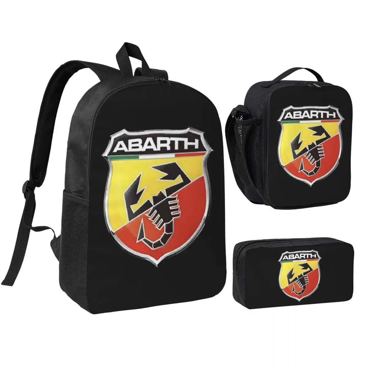

Abarth C Cool Print Backpack Boys Girls BookBag School Bag Shoulder Bags 3ps Insulated Lunch Bag Pencil Case