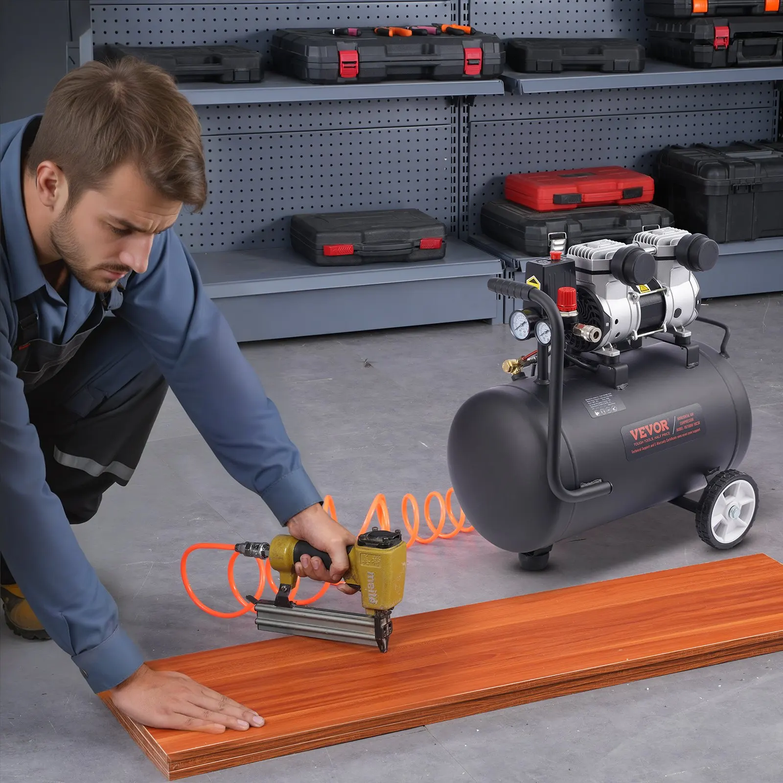 

Air Compressor Compact Portable Oil Free Compressor 8 Gallon 90 PSI