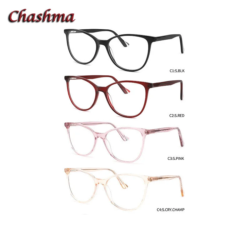 Chashma Women Cat Eye Prescription Glasses Acetate Reading Eyeglasses Light Weight Optical Eyewear Spectacles for Female