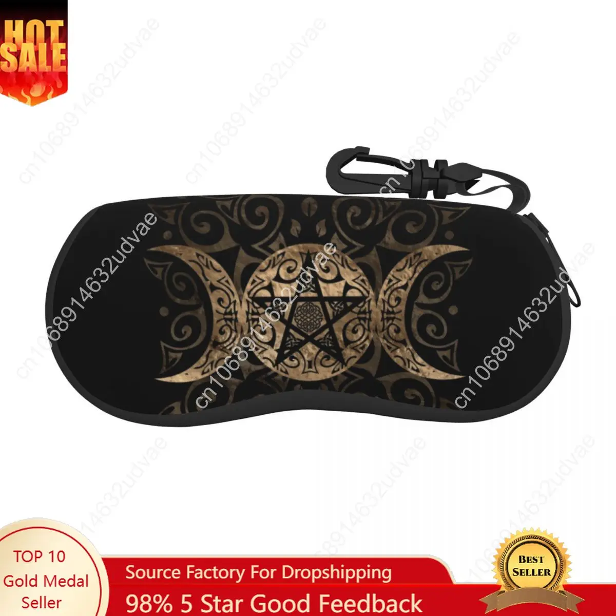 

Custom Triple Moon Goddess Pentagram Shell Glasses Case Unisex Fashion Pagan Wiccan Eyeglasses Case Sunglasses Protector Box