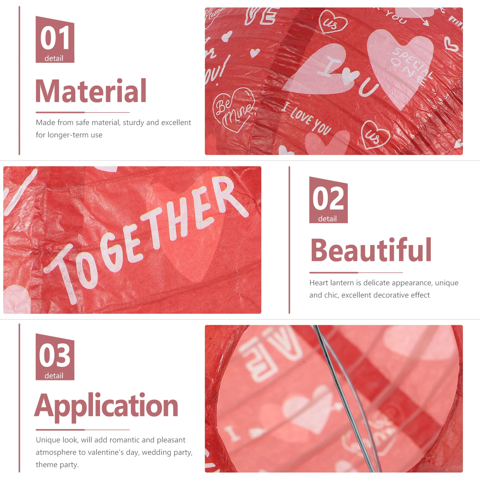 

2Pcs Heart Lantern Valentine Decorative Hanging Paper Lanterns Party Decor Romantic Festival Lighting Paper Lantern