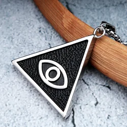 Fashion Vintage Masonic Biker Pendant Unisex Simple Stainless Steel All Seeing Eye Necklace Amulet Jewelry Gift Dropshipping