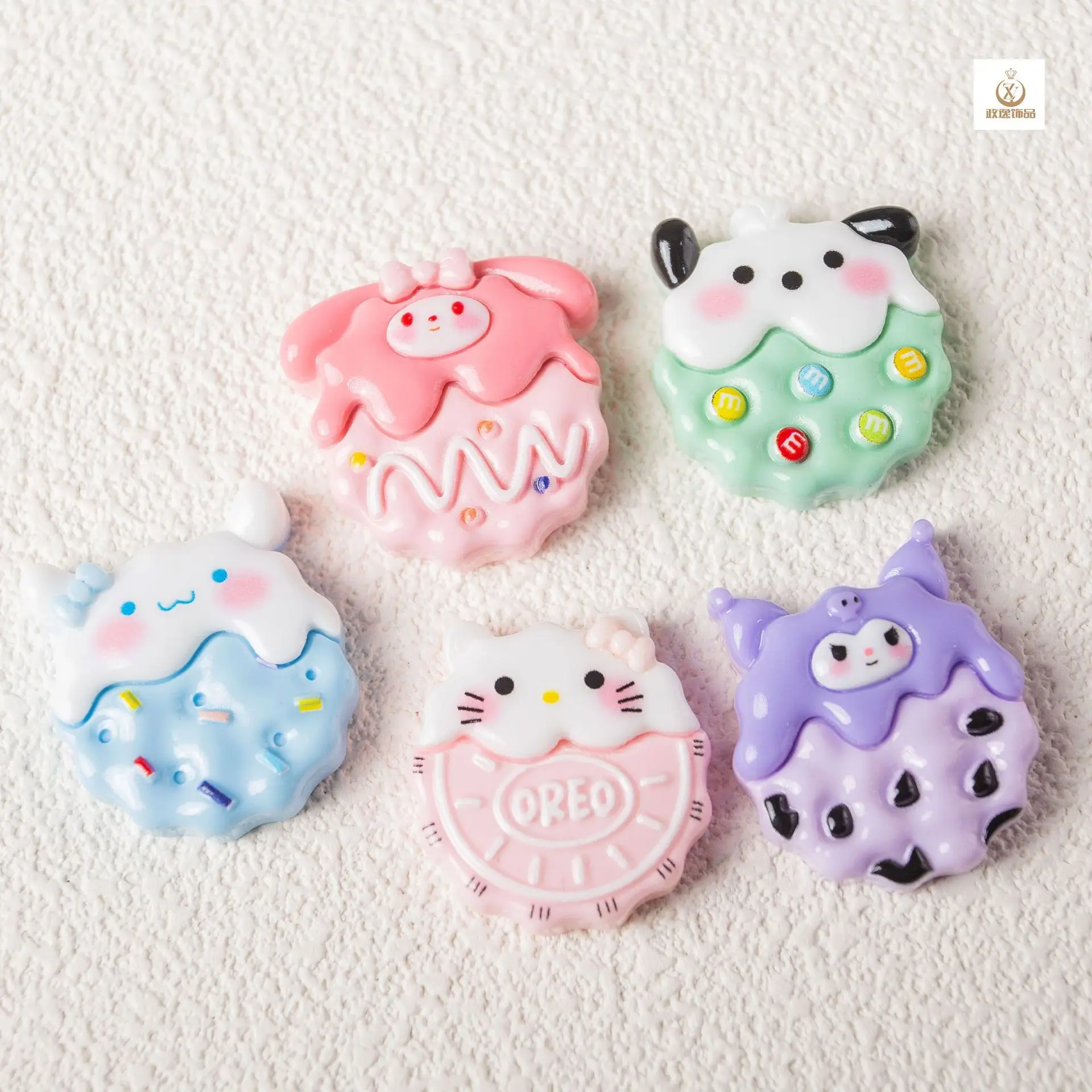 5Pcs Cute sanrio biscuits series Cartoon Resin Flatback Handmade Resin Accessories Crafts Materials Scrapbooking Embellishments