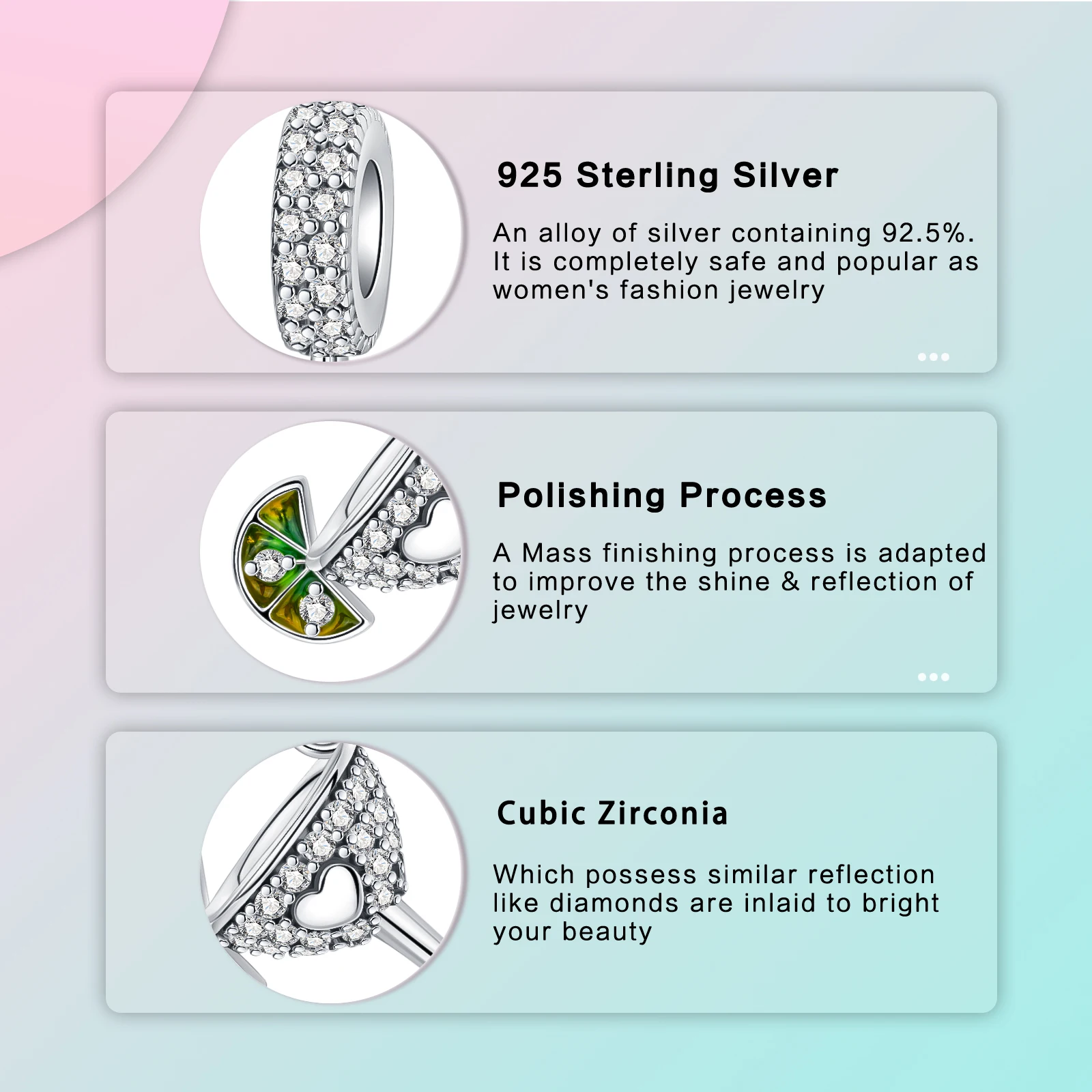 حلية قلادة من الفضة الإسترليني عيار 925 لصنع المجوهرات ، كوب فواكه ، يناسب سوار باندورا الأصلي ، عقد خرز ، اصنعها بنفسك