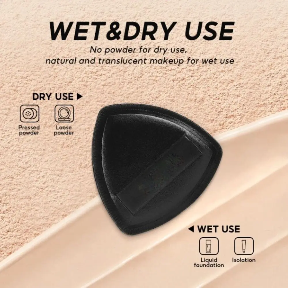 Triangolo nero in polvere per uso asciutto e bagnato, leggero, a doppio uso, con cuscino d'aria, cosmetico elastico portatile per marshmallow