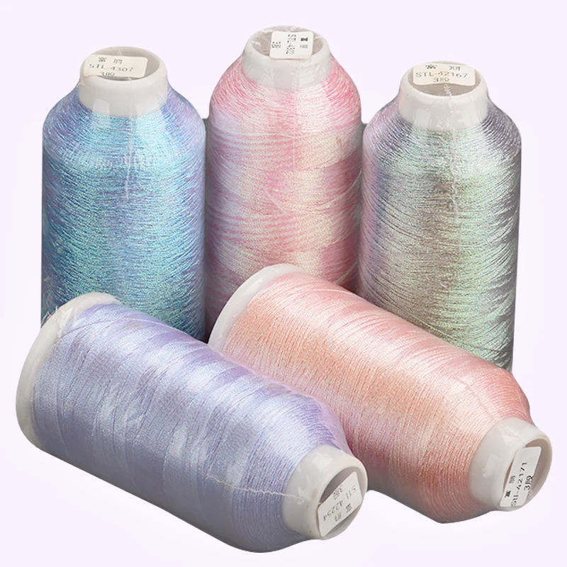 3-strand large roll iridescent thread 0.3mm braided fine thread macaron color wrapped flower embroidery