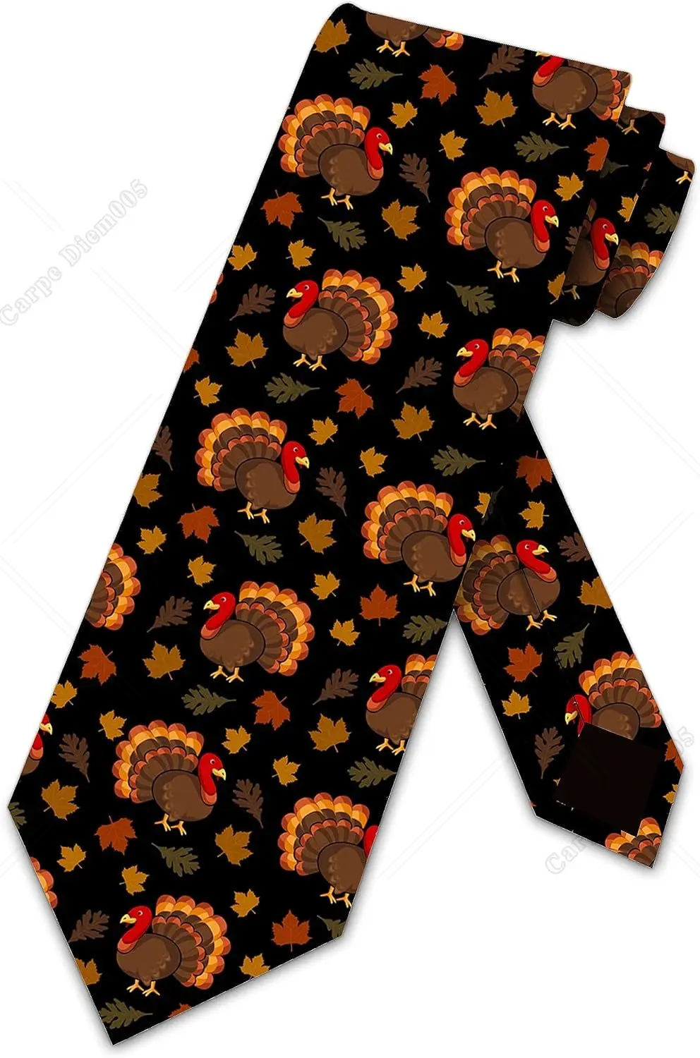 Turkey Ties Mens Fall Necktie Autumn Leaves Tie Holiday Neckties for Men One Size Print