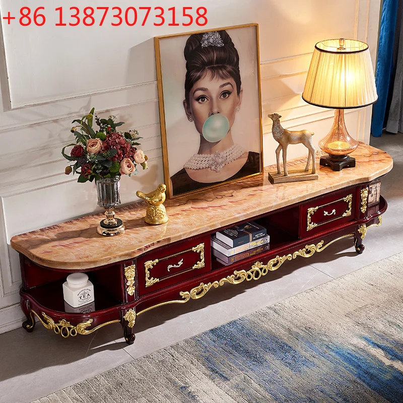 

Европейский мраморный шкаф для телевизора, журнальный столик, комбинированный набор, шампанское, золото, массив дерева, большая квартира, гостиная, французский шкаф для телевизора