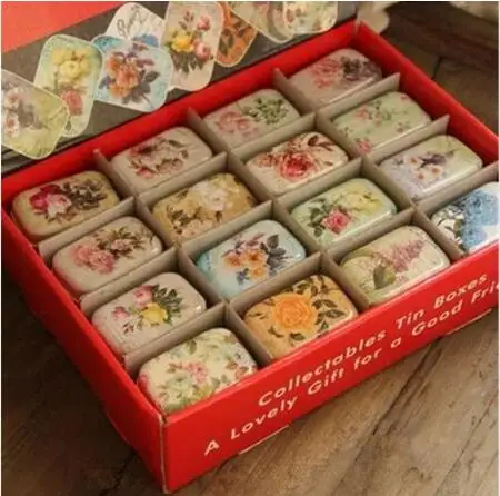 

32Pcs/Lot Vintage Cartoon Tin Box 5.5*3.8*2.5cm Candy Pill Chutty Mini Storage House Decoration Collectables Display n1901