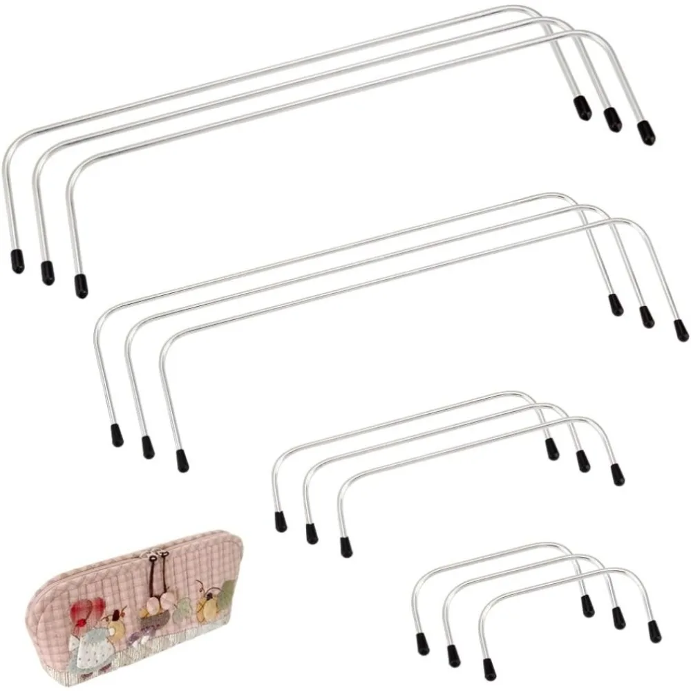 

8pcs 4 Sizes Internal Wire Bag Frames Internal Purse Frame Iron Bag Frame with Plastic Cover for DIY Lunch Bag Making kits