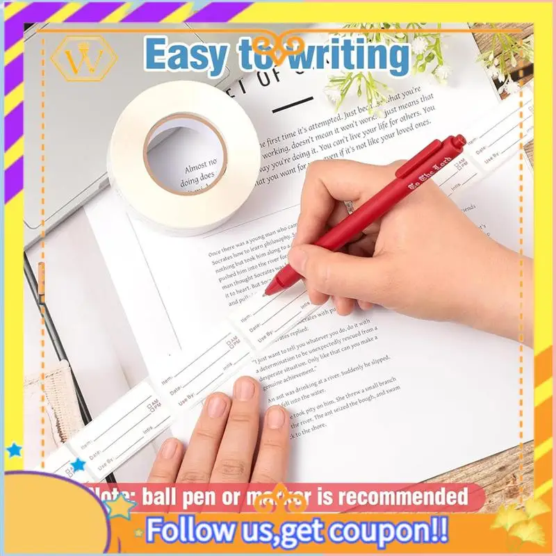 أحدث-4 لفات 2000 قطعة من ملصقات الفريزر القابلة للإزالة، 1 × 2 بوصة ملصقات تاريخ الطعام ملصقات تاريخ الطعام ملصقات طعام الثلاجة #3