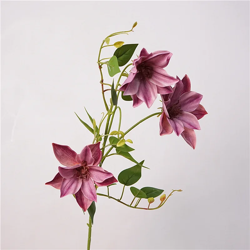 4 Stück Künstliche Clematis-Blumen mit Naturgetreuem Aussehen Luxuriöse Wohnzimmerdekoration Hochzeit Party Tisch Kunstblumen-Arrangement – Detail 11