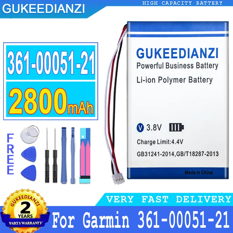 2800mAh GUKEEDIANZI Battery 503759 For Garmin 361-00051-21 Big Power bateria