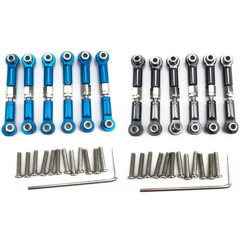 

Eco-Friendly-12Pcs Adjustable Metal Linkage Pull Rod Front /Rear Servo Link For Wltoys,6Pcs Grey & 6Pcs Blue