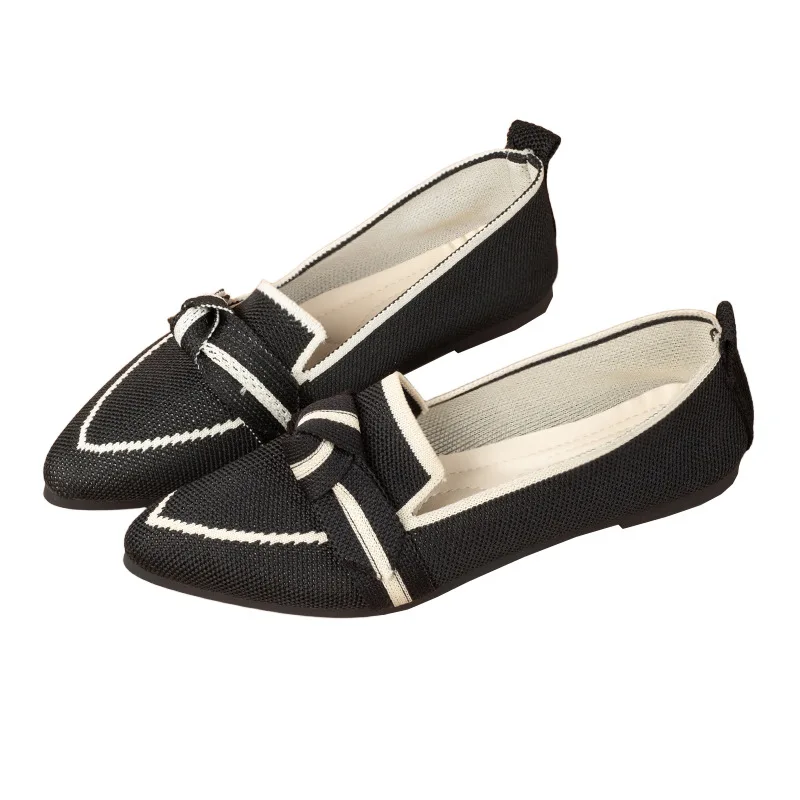 Damen-Flats 2026 Neue Gestrickte Slipper Atmungsaktive Bequeme Einfarbige Schuhe Lässige Spitzzehen-Wanderschuhe Sneakers für Damen – Detail 20