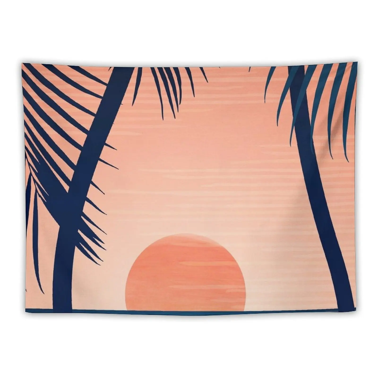 

Sunset Palms Landscape Illustration Tapestry Bedroom Decoration Room Aesthetic Decor Tapestry