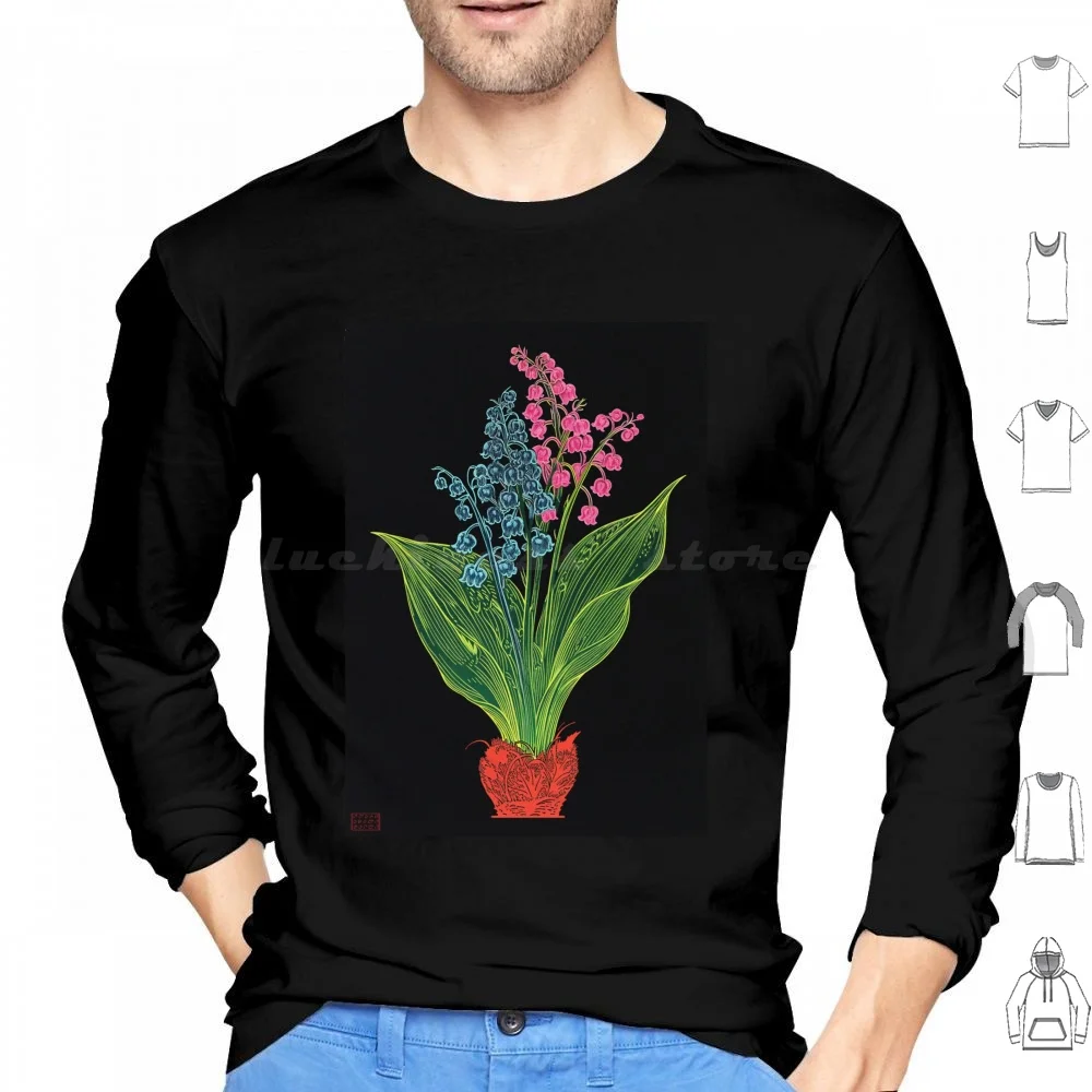 Lily Of The Valley Psychedelic Neon Art Hoodies Long Sleeve Lily Of The Valley Lily Neon Flower Flowers Vibrant Colors