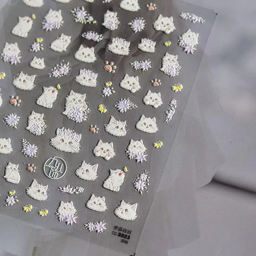 1 Vel Japanse Wistecria Kat Nagelsticker Driedimensionale Explosie Schattige Nagelsticker Mode Design Accessoires