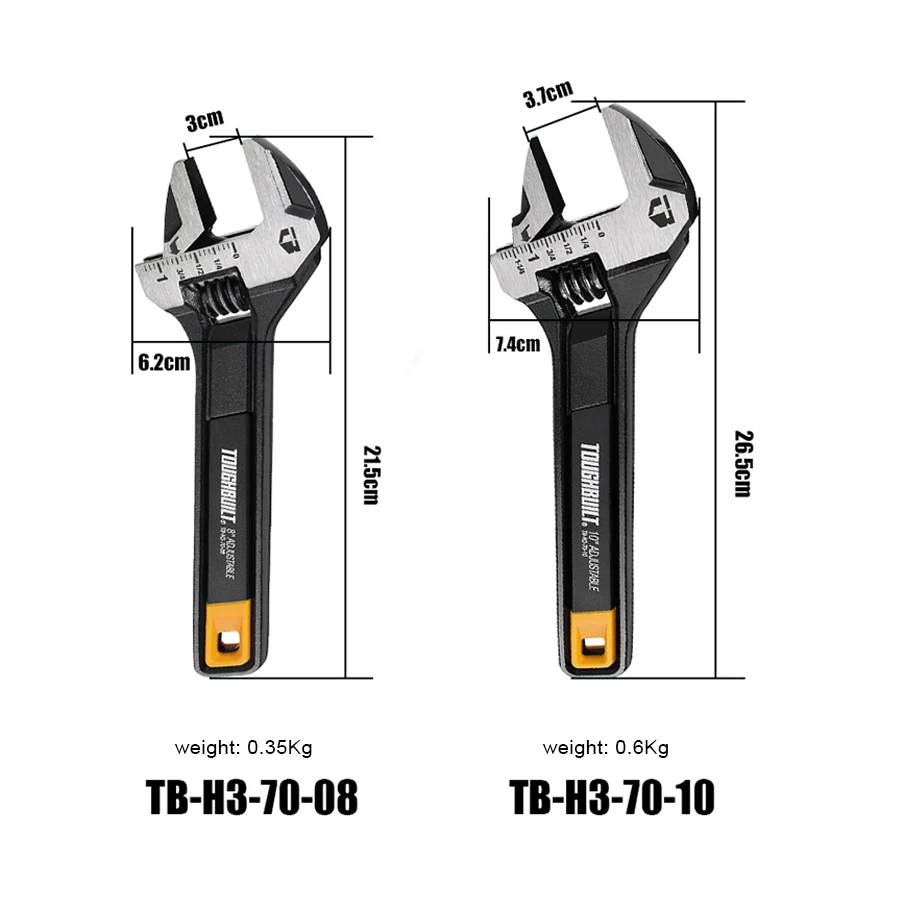 Imagem -02 - Chave Ajustável Toughbuilt Tb-h37008 Tb-h3-7010 10 Ferramentas Mecânicas de Chave Móvel de Escala Dupla