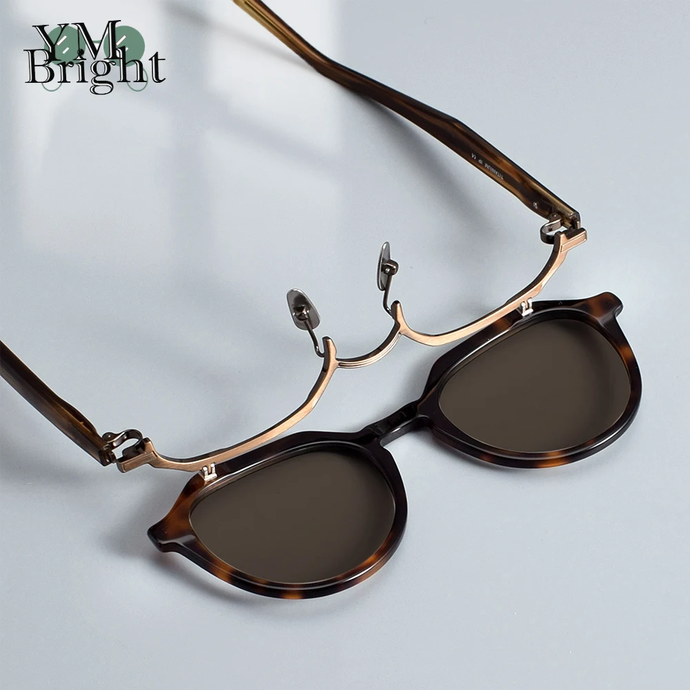 

Personalized fashion sunscreen upturned sunglasses frame 9999 Acetate titanium for men and women fashion polygon sunglasses