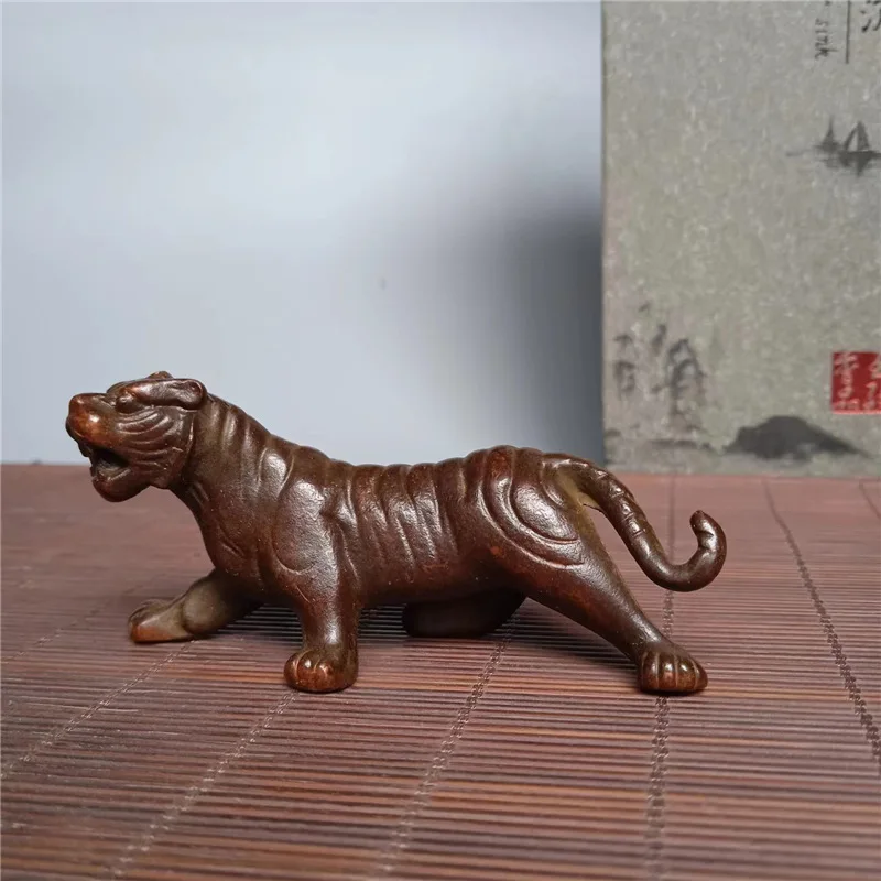 Purple Bronze Tiger Decoration Mini Put Porcelin Study Room Decoration Pressure Paper and Pen on Tea Ornaments Animal One Piece