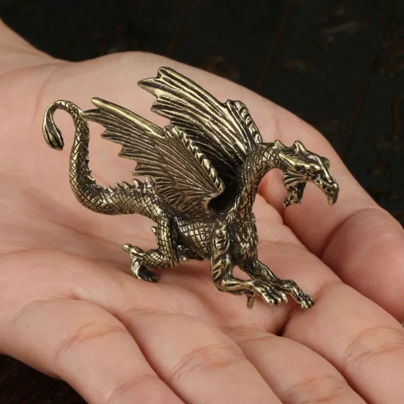 Brass Domineering Warcraft Magic Dragon Ornament Creative Dinosaur Flying Dragon Tea Pet Home Decor Accessoires Miniatures