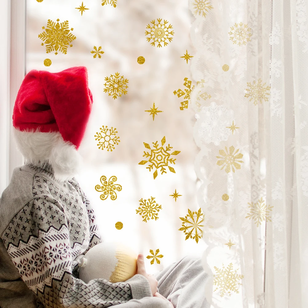 

6 Sheets Snowflake Wall Sticker Indoor Window Cling Decal Static Glass Sticker for Home DIY Decoration Living Room Bedroom
